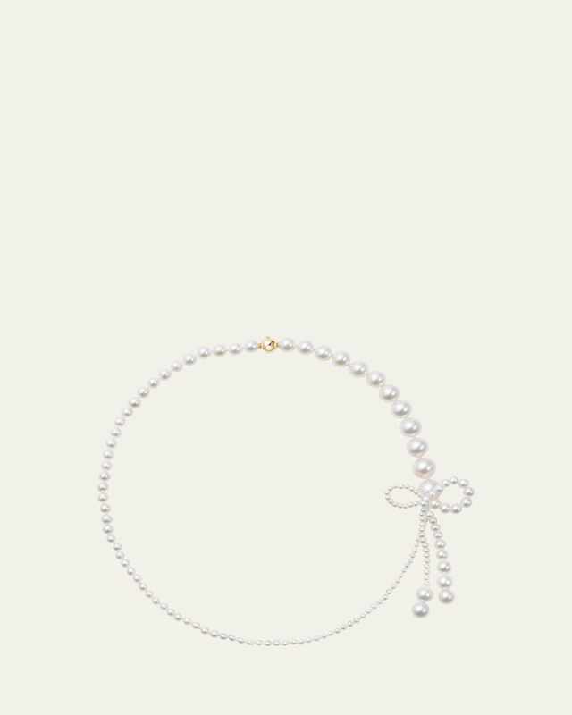 Peggy Rosette Graduated Freshwater Pearl Necklace with Bow